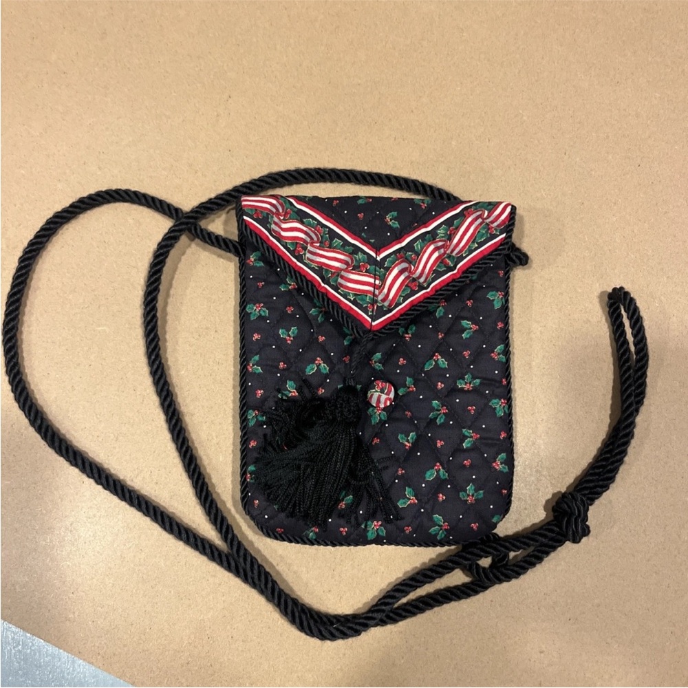 Vintage Vera Bradley Holly & Ribbons Crossbody Shoulder Bag Purse Christmas